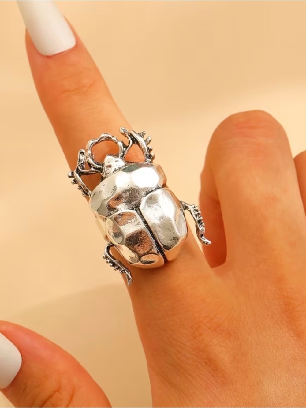 Silver Scarab / Beetle Statement Ring
